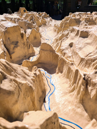 Zion Canyon Relief Model in Natural Light with Eye-Level Perspectiveの写真素材