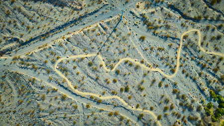 Aerial Top Down Hemenway Park Trail and Rugged Terrain Exploration in Nevada