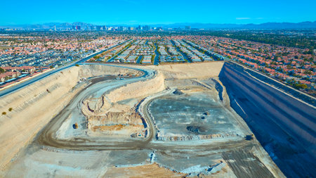 Aerial of Las Vegas Construction Site and Suburban Expansionの写真素材