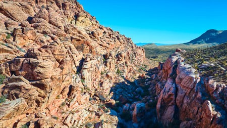 Aerial of Red Rock Canyon Layered Formations and Desert Vistaの写真素材
