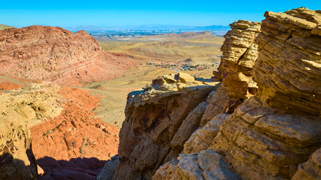 Aerial of Rugged Red Rock Formationsの写真素材