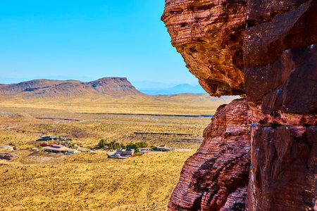 Red Rock Formation and Desert Plain, Grand Staircase Trail Aerialの写真素材
