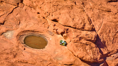 Aerial of Red Rock Canyon Desert Pool