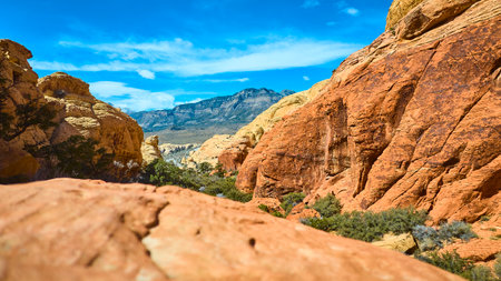 Aerial of Red Rock Canyon Geology and Cliffs in Nevada