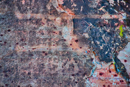 Weathered Petroglyphs Textures with Lichen Close-up in Red Rock Canyon