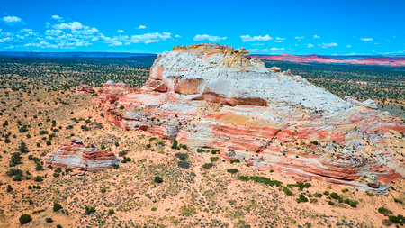 Aerial Sandstone Bands and Desert Wilderness at Vermilion Cliffs Fly Overの写真素材