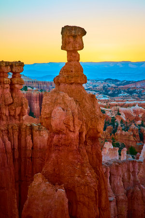Thors Hammer Hoodoo at Sunrise in Bryce Canyon National Park Utah Golden Hourの写真素材