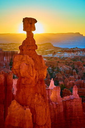Thors Hammer Hoodoo at Sunrise in Bryce Canyon National Park Utahの写真素材