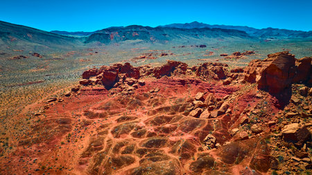 Aerial Red Rock Formations and Desert Landscape Gold Butte National Monumentの写真素材