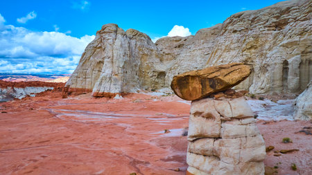 Aerial Desert Hoodoo and Sandstone Cliffs Kanab Utahの写真素材