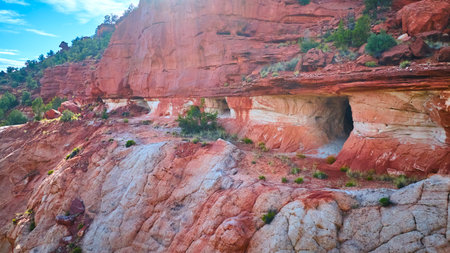 Aerial Red Rock Sand Caves and Desert Cliffs Kanab Utahの写真素材