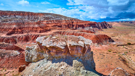 Aerial Painted Desert Sandstone Mesa and Toadstool Hoodoos Utahの写真素材