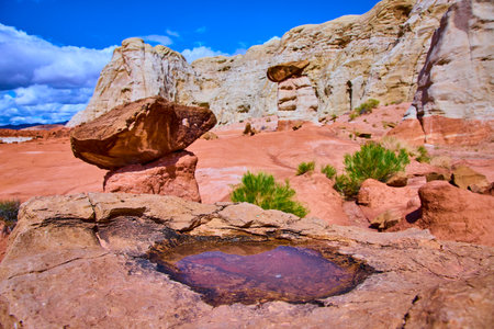 Toadstool Hoodoos Sandstone Formations with Water Pool Kanab Utah Desertの写真素材
