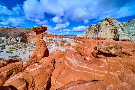 Red Rock Hoodoos and Sandstone Formations Paria Rimrocks Utah Desert Landscapeの写真素材