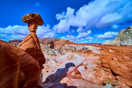 Toadstool Hoodoo Sandstone Pillar and Desert Landscape Kanab Utahの写真素材