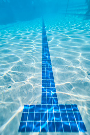 Underwater View Blue Pool Tiles Sunlit Water Patterns