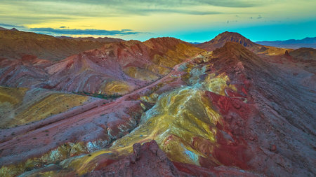 Aerial Colorful Lava Butte Ridges and Desert Landscape Nevada