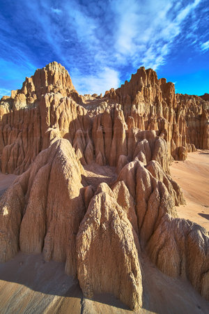 Cathedral Gorge State Park Unique Clay Formations and Dramatic Blue Sky Nevada