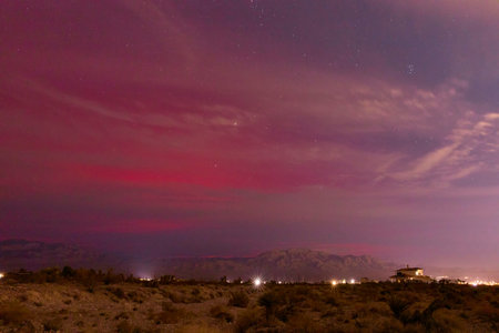 Aurora Lights Northern Lights Over Desert and Mountains at Night Nevada Landscape
