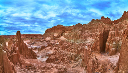 Panoramic Eroded Slot Canyons and Clay Formations at Cathedral Gorge State Park