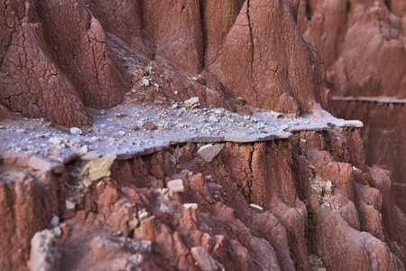 Eroded Clay Formations and Rock Debris Close Up in Rugged Desert Badlands