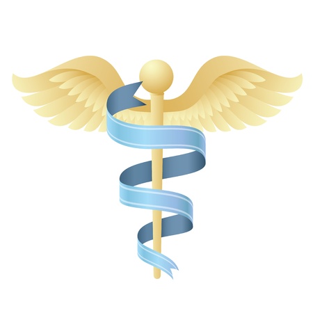Vector Illustration of a modern medical symbol like the traditional Caduceus emblem of health,medicine,hospitals,doctors,ambulances.Icon can also represent an emergency, or medicine or prescriptions.のイラスト素材