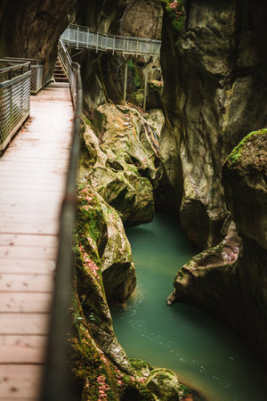 Majestic Gorges du Pont du Diable Cave in Franceの写真素材