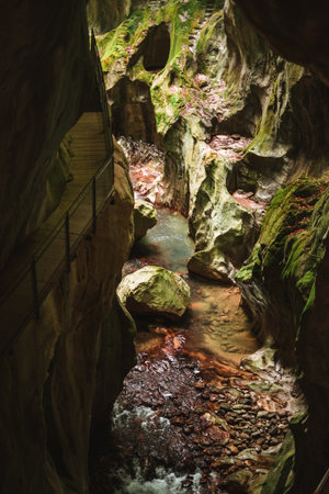 Majestic Gorges du Pont du Diable Cave in Franceの写真素材