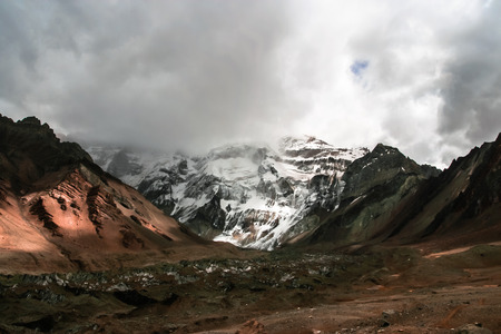 The highest mountain in South America, Aconcagua, Mendoza, Argentinaの写真素材