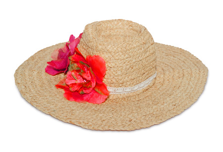 Hats with flowers isolated on white background.の写真素材