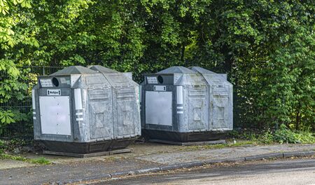 large iron garbage containers day closeupの写真素材