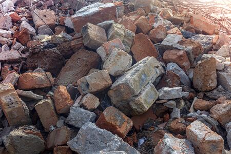 construction garbage bricks stones mortar closeupの写真素材