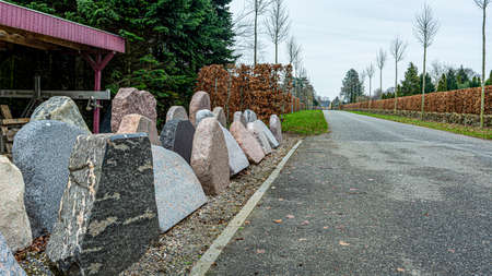 Granite slabs in the store, tombstones in the cemeteryの写真素材