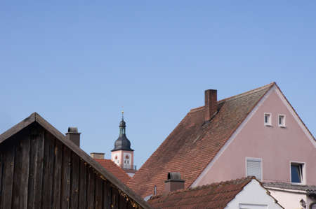 Hilpoltstein rooftop view to the churchの写真素材
