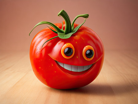 Cartoon smiling red tomatoの素材