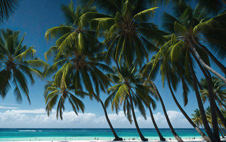 Palm trees against the background of the sea and skyの素材