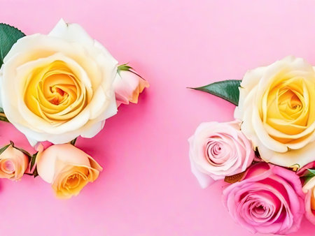 Illustration of roses on pink backgroundの素材