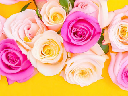 Roses on a yellow backgroundの素材