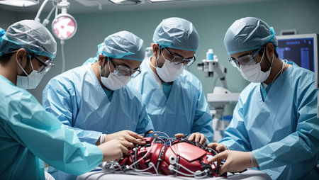 Doctors in the operating room performing a complex manipulationの素材