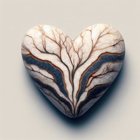 Stone heart close-up on light backgroundの素材