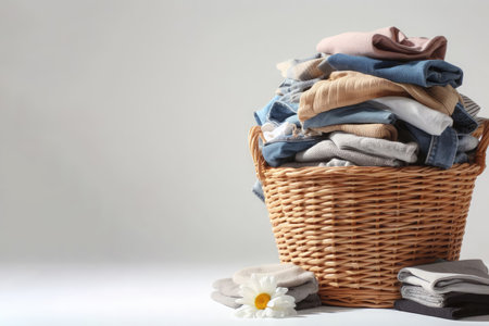 Laundry basket. A place for the text.の素材