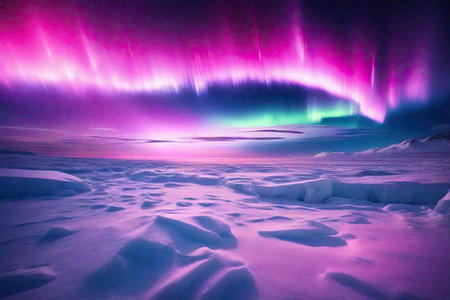 Beautiful northern lights in the skyの素材