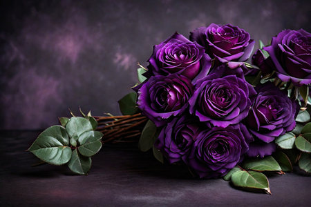 Purple roses on a dark backgroundの素材