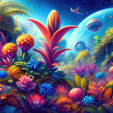 A colorful illustration of alien life.の素材
