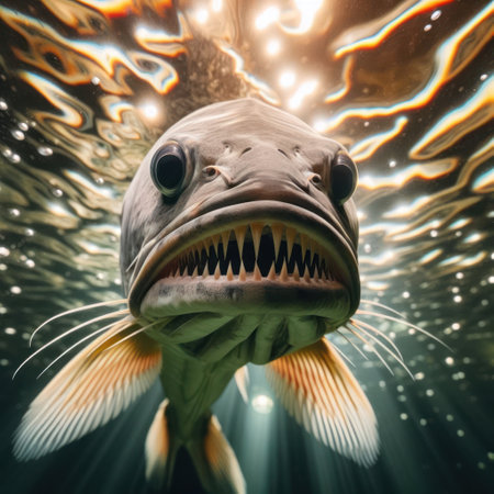 Fish with big teeth close-upの素材