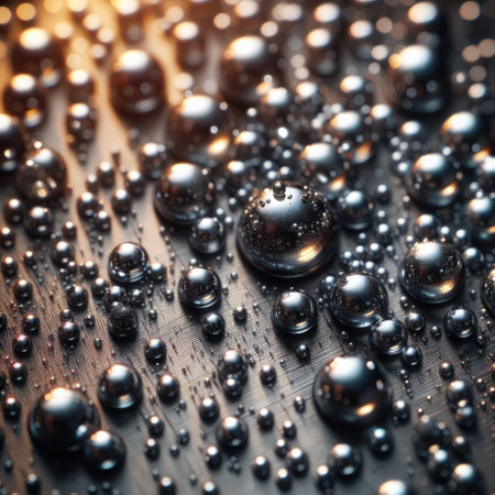Droplets of mercury on the surface. Abstractionの素材