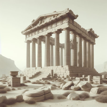 An ancient building with calonnes. Abstractionの素材