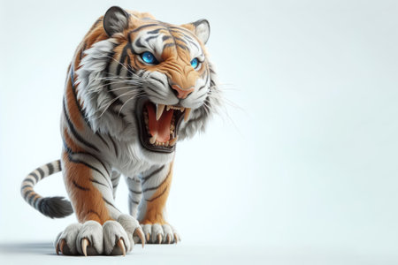Roaring tiger on a clean background. Space for textの素材