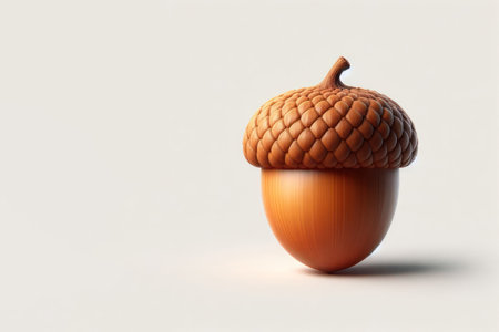 Acorn on light background. Space for textの素材