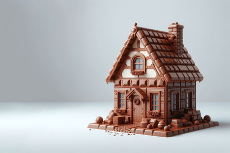A small house made of chocolate. Space for textの素材